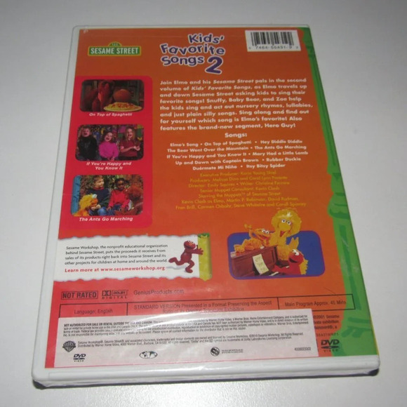 Sesame Street KIDS’ FAVORITE SONGS 2 (DVD)~SEALED! - Picture 2 of 3